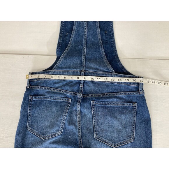 Old Navy Women’s 8 Blue Denim Overalls Straight Leg Adjustable Straps Casual - Picture 10 of 13